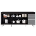 Ver imagem 3 de Balcão Gabinete Para Pia 180cm Sem Tampo Dallas Preto/Cinza - Lumil