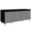 Ver imagem 1 de Balcão Gabinete Para Pia 180cm Sem Tampo Dallas Preto/Cinza - Lumil