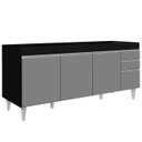 Ver imagem 3 de Balcão Gabinete para Pia 180cm sem Tampo Dallas Preto/cinza - Lumil