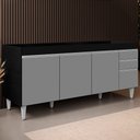 Ver imagem 2 de Balcão Gabinete Para Pia 180cm Sem Tampo Dallas Preto/Cinza - Lumil