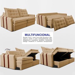 Sofá Baú sem Caixa Retrátil 2,00m Softgel Petit Boucle Caramelo Cama Inbox - 5 Sofá Baú sem Caixa Retrátil 2,00m Softgel Petit Boucle Caramelo Cama Inbox - 5