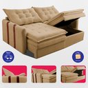 Ver imagem 7 de Sofá Baú sem Caixa Retrátil 2,00m Softgel Petit Boucle Caramelo Cama Inbox