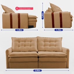 Sofá Baú sem Caixa Retrátil 2,00m Softgel Petit Boucle Caramelo Cama Inbox - 4 Sofá Baú sem Caixa Retrátil 2,00m Softgel Petit Boucle Caramelo Cama Inbox - 4