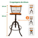 Ver imagem 6 de Kit 4 Banquetas Bistrô Regulável em Ferro e Madeira 3 Alturas Ajustáveis