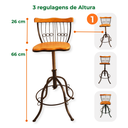 Ver imagem 5 de Kit 4 Banquetas Bistrô Regulável em Ferro e Madeira 3 Alturas Ajustáveis