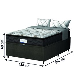 Cama Box Baú Colchão Casal Probel Molas Ensacadas Granville Pillow Top 138x188x69cm Marrom / - 4