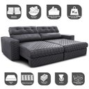 Ver imagem 3 de Sofá Retrátil e Reclinável 2,15m Molas Ensacadas Cama inBox Style Thermo Gel Linho Cinza Escuro