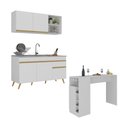 Ver imagem 1 de Armário de Cozinha Compacta com Mesa Gourmet Veneza Multimóveis Mp2201 Branco/dourado