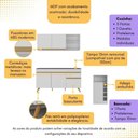 Ver imagem 2 de Armário de Cozinha Compacta com Mesa Gourmet Veneza Multimóveis Mp2201 Branco/dourado