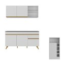 Ver imagem 6 de Armário de Cozinha Compacta com Mesa Gourmet Veneza Multimóveis Mp2201 Branco/dourado