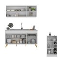 Ver imagem 4 de Armário de Cozinha Compacta com Mesa Gourmet Veneza Multimóveis Mp2201 Branco/dourado