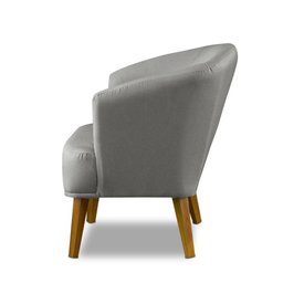 Poltrona Para Sala Decorativa Thais Linho Cinza Adonai Estofados - 5