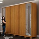Ver imagem 2 de Guarda Roupa Casal Ares 6 Portas com Espelho Cinamomo com Cômoda Rubi 4 Gavetas Cinamomo – Leifer