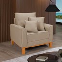 Ver imagem 2 de Poltrona Decorativa Beny Reforçada para Sala de Estar Linho Bege