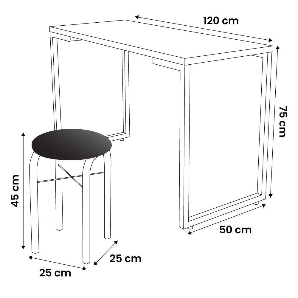 Conjunto Mesa De Cozinha 120cm 2 Banquetas Nature - 8