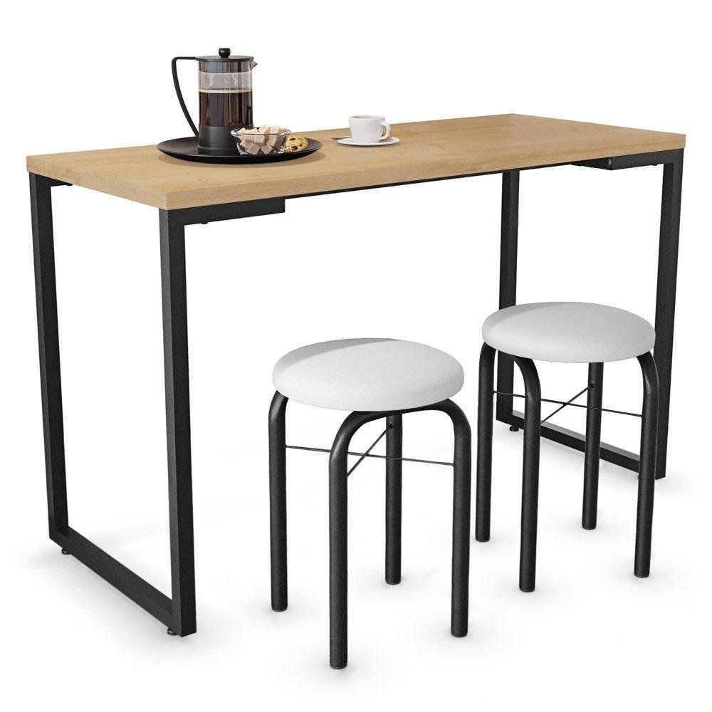 Conjunto Mesa De Cozinha 120cm 2 Banquetas Nature - 10