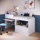 Ver imagem 1 de Cama Solteiro com Porta Escrivaninha Retrátil e Prateleiras Cor:branco
