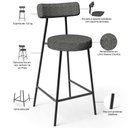 Ver imagem 4 de Kit 05 Banquetas Baixa para Cozinha Sala de Jantar Bar Bancada Milão L02 Linho Mescla Chumbo -