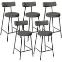 Ver imagem 1 de Kit 05 Banquetas Baixa para Cozinha Sala de Jantar Bar Bancada Milão L02 Linho Mescla Chumbo -
