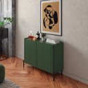 Ver imagem 1 de Buffet Bend 99 cm Porta Frisada Incolar Musgo com Pé Preto