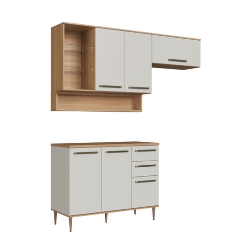 Conjunto de Cozinha Compacta 5 Peças com Tampo 120cm e Nicho Decorativo Isabelle Delmarco