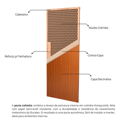 Folha de Porta Madeira Lisa 210x60cm Espessura 3,5cm Melamínica MGM - 11