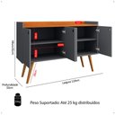 Ver imagem 6 de Aparador Buffet Dallas Pés Palito Retrô 4 Portas Decoração Sala Cantinho Café - Cinza/cinamomo