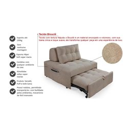 Puff Cama Sofá Retrátil Cozy Boucle Luxo Descanso - 5
