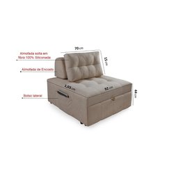 Puff Cama Sofá Retrátil Cozy Boucle Luxo Descanso - 7