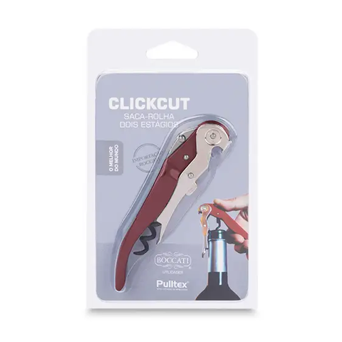 Abridor de Garrafas / Saca-Rolhas Pulltex ClickCut Bordô