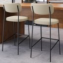 Ver imagem 2 de Banqueta Alta Bar Cozinha Sala de Jantar Preto Melina L02 Linho Bege Escuro - Lyam Decor