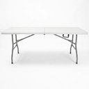 Ver imagem 2 de Mesa Dobrável Portátil Miami Retangular Tampo em Hdpe Estrutura em Metal Branco Sallar Home 180cm