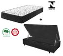 Ver imagem 2 de Cama Box Baú Green Solteiro Preto Suede + Colchão Espuma D33 88x188x14
