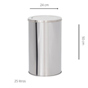 Ver imagem 3 de Lixeira em Aço Inox 25l Basculante Redonda 24x50