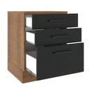 Ver imagem 3 de Balcão Madesa Agata 60 cm 3 Gavetas Rustic/Preto Cor:Rustic/Preto
