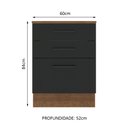 Ver imagem 2 de Balcão Madesa Agata 60 cm 3 Gavetas Rustic/Preto Cor:Rustic/Preto