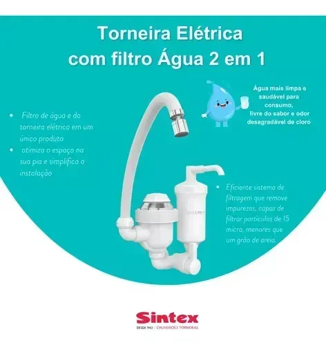Torneira Elétrica com Filtro Água 2 em 1 127v - 2