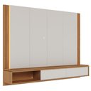 Ver imagem 3 de Painel para TV 75 pol Bancada Suspensa LED Horebe C04 Off White Matte Freijó - Lyam Decor