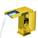 Ver imagem 2 de Torneira Pia Banheiro Cuba Misturador Monocomando Cascata Luxo Led Dourado 9901j Luuk Young