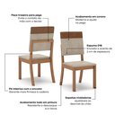 Ver imagem 2 de Kit 2 Cadeiras Estofadas para Mesa de Jantar Milla Plus S37 Nature Corano Caramelo Creme - Henn