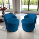 Ver imagem 1 de Kit 2 Poltronas Decorativa Yara Orgânica Couro Azul Marinho