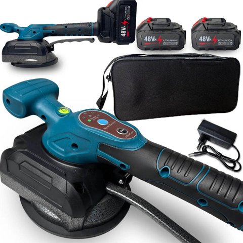 Maquina de Assentar Piso Ceramica Azulejo Porcelanato Profssional Ventosa Eletrica Vibraçao Recarreg