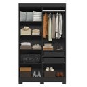 Ver imagem 2 de Guarda-Roupa Casal Ripado York 4 Portas 2 Gavetas Olivar Móveis Preto/Ac