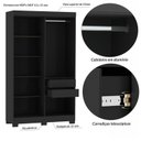 Ver imagem 7 de Guarda-Roupa Casal Ripado York 4 Portas 2 Gavetas Olivar Móveis Preto/Ac