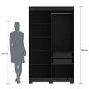 Ver imagem 5 de Guarda-Roupa Casal Ripado York 4 Portas 2 Gavetas Olivar Móveis Preto/Ac