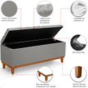 Ver imagem 6 de Recamier Baú Dubai Linho Cinza Queen 1,50m Estofado Base Madeira