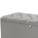 Ver imagem 3 de Recamier Baú Dubai Linho Cinza Queen 1,50m Estofado Base Madeira