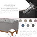 Ver imagem 5 de Recamier Baú Dubai Linho Cinza Queen 1,50m Estofado Base Madeira