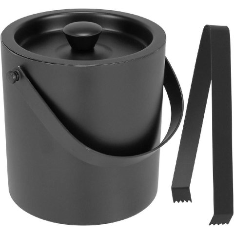 Balde Gelo para Bebida Decorativa Home&co Parede Dupla Inox 1,8l 15x15x15cm Preto