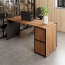 Ver imagem 1 de Mesa Escrivaninha 150cm X 60cm e Armário 2 Portas F5 Office Cor:nogal com Preto